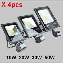 (4pcs/lot)85-265V 10W 20W 30W 50W 70W 100W PIR LED Floodlight with Motion detective Sensor Outdoor LED Flood light Lamp led spot 2024 - buy cheap