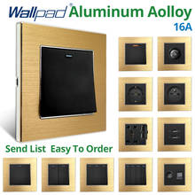 Wallpad-Interruptor de luz de pared y juego de enchufes, botón basculante, Panel de aleación de aluminio dorado, toma de corriente eléctrica para el hogar 2024 - compra barato