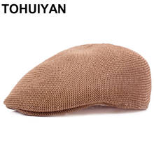 Chapéus lisos de malha respirável para homens, boina de verão sólida, gorros planas gatsby, tampas ao ar livre, padeiro, menino, cabbio, 2021 2024 - compre barato