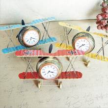 Metal Retro Table Aircraft Clock DIY Vintage Airplane Model Wine Bar Shop Decoration Desk Seat Clock Children Gift 2024 - buy cheap