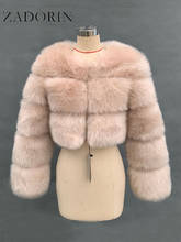 ZADORIN New Fashion Women Crop Top Faux Fox Fur Coat Winter Thick Fluffy Long Sleeve Short Style Slim Furry Fur Jacket Coats 2024 - buy cheap