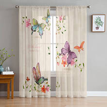 Butterfly Flowers Vintage Style Tulle in Sheer Curtains for Living Room Bedroom Kitchen Window Treatment Chiffon Curtain Blinds 2024 - buy cheap