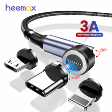3A Fast Charging Micro USB Type C Cable 540 Rotate Magnetic Cable For Xiaomi iPhone OPPO Magnetic Charger Phone Data USB Cord 2024 - buy cheap