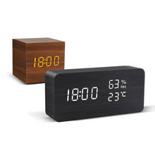 Alarm Clock LED Wooden Watch Table Voice Control Digital Wood Despertador USB/AAA Powered Electronic Desktop Clocks 2024 - buy cheap