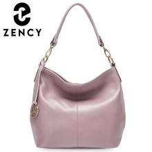 Zency-Bolso de hombro de piel auténtica para mujer, bolsa de mano elegante, de alta calidad, estilo clásico, color morado, 100% 2024 - compra barato