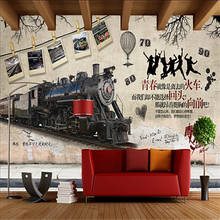 Papel De pared 3D De tren Retro para jóvenes, decoración Industrial De Bar, restaurante, cafetería, Mural De fondo, Papel De pared 3d 2024 - compra barato