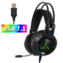 Cosbary Gaming Headset Stereo Deep Bass Game Headphone with Mic for Computer Profession Gamer 7.1 USB Channel Surround Sound RGB 2024 - buy cheap