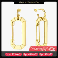 ENFASHION Safety Buckle Hollow Drop Earrings Gold Color Stainless Steel Big C Shape Dangle Earings Fashion Jewelry Party E201184 2024 - buy cheap