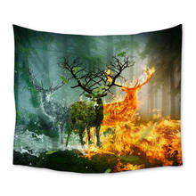 Forest Wildlife Deer Water Fire Tapestry Wall Hanging Carpet Psychedelic Tapiz Beach Mat Witchcraft Wall Cloth Tapestries 2024 - buy cheap
