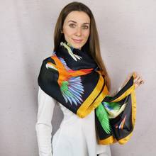 Visual Axles-bufanda de seda pura para mujer, chales de marca de lujo con estampado de loro, Pashmina de seda 2024 - compra barato