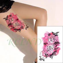 Waterproof Temporary Tattoo Sticker water ink pink peony flower leaf Fake Tatto Flash Tatoo big size tattoos for girl Women Men 2024 - buy cheap