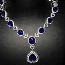 Titanic Heart of Ocean Bracelets Necklaces for Women Peach Heart Blue Crystal Zircon Jewelry Sets Female Wedding Party Jewelry 2024 - buy cheap