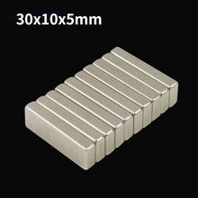 Strong Neodymium Magnet 30x10x5mm Block Magnet 5/10/30/50pcs Permanent Rare Earth Magnets Super Power Neodymium Magnet Bar 2024 - buy cheap