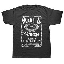 Vintage Made In 1984 T Shirt Birthday Present Funny Unisex Graphic Fashion New Cotton Short Sleeve Novelty O-Neck Father T-shirt 2024 - buy cheap