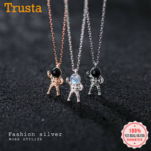 TrustDavis New HOT SALE Genuine Fashion Cute Creative astronauts Pendants Short Necklaces For Women Silver 925 Jewelry DA611 2024 - buy cheap