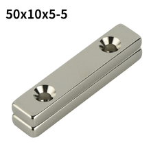 Neodymium Magnet 50x10x5mm Double Hole 5mm N35 Block Countersunk Rectangle Rare Earth Strong Powerful Magnets 50*10*5-5-5mm 2024 - buy cheap