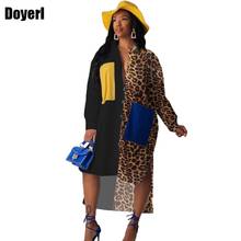Vestido camisero de manga larga para mujer, ropa informal con estampado de leopardo, botones, asimétrico, de gran tamaño, otoño 2024 - compra barato