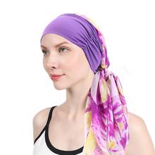 Women Turban Chiffon Flower Print Long Hair Band Scarf Head Wraps Hat Boho Pre-Tied Ladies Bandana Chemo Cap Hair Accessories 2024 - buy cheap