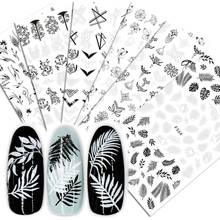 1pcs Black 3D Nail Stickers Adhesive Decals Letter Flowers Leaf Geometry Designs Sliders Tattoo Manicure Decorations 2024 - buy cheap