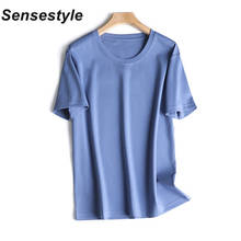 Summer Woman Mercerized Roman Cotton T-shirts Loose Straight Solid Color Soft Women T-shirt Summer Short Sleeve Casual Tops 2022 2024 - buy cheap