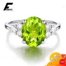 Fashion 925 Silver Jewelry Ring Oval Green Zircon Gemstone Open Finger Rings Accessories for Women Wedding Engagement Party Gift 2024 - buy cheap