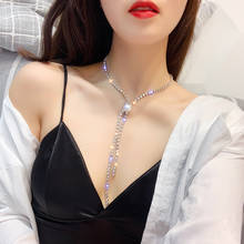 Длинные кисточки кристаллы ожерелья-чокер для женщин Bijoux имитация жемчуга Стразы Подвески Ожерелья массивные ювелирные изделия подарок 2024 - купить недорого