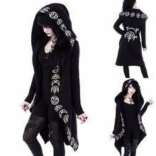 Sudadera con capucha para mujer, prenda de manga larga con estampado de Luna, estilo gótico, punk, negro, 2020 2024 - compra barato