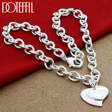 DOTEFFIL-Colgante de Plata de Ley 925 con doble corazón para mujer, de 18 pulgadas collar de cadena, joyería de compromiso de boda 2024 - compra barato