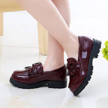 Novas meninas sapatos de couro casual princesa arco-nó baixo-superior deslizamento-em mocassins de fundo macio para meninas crianças primavera e outono 2024 - compre barato