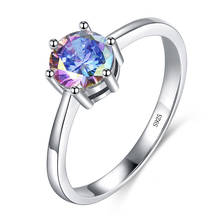 Anel de dedo redondo com cristais cz, anel de prata clássico feminino na moda de casamento, presente de dia dos namorados, joias 2024 - compre barato