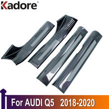 Protectores de alféizar de puerta de acero inoxidable para Audi Q5, protectores de alféizar de puerta, interior, de goma, para Estilismo de coche, 2018, 2019, 2020 2024 - compra barato