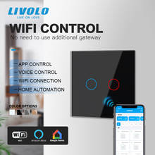 Умный сенсорный настенный выключатель Livolo, Wi-Fi, стеклянная панель, однополюсный нейтральный, не требуется концентратор, 2 канала 2024 - купить недорого