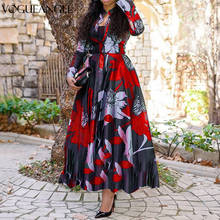 Vestido maxi elegante feminino, primavera outono 2021, casual, estampa floral, túnica vazada, vestido plus size 2024 - compre barato
