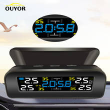 Universal TPMS Wireless Tire Pressure Monitoring System Solar Power Clock LCD Display 4 External Sensor Tire Pressure Sensors 2024 - купить недорого