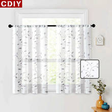 CDIY Embroided Leaves Short Curtains For Kitchen Living Room Tulle Window Sheer Voile Drapes  Screening Treatment Home Decor 2024 - buy cheap