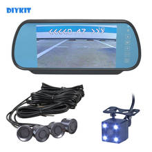 DIYKIT 4 Vídeo Estacionamento Radar Sensores + 7 polegada Build-in Display LCD Espelho Monitor Do Carro + LED Cor night Vision Câmera de Visão Traseira 2024 - compre barato