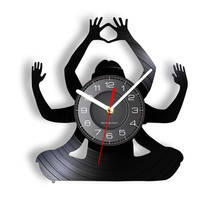 Reloj de pared para estudio de Yoga, decoración inspiradora de meditación, disco de vinilo, reloj de pared, Mandala, regalo para Fitness 2024 - compra barato