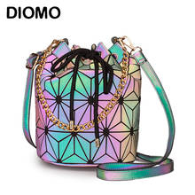Diomo bolsa balde luminosa reflexiva geométrica, bolsa de mão feminina de designer fashion, bolsas de ombro crossbody de alta qualidade para meninas 2024 - compre barato