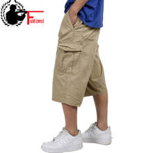 military style summer men baggy cargo cotton knee length pant casual trouser male large loose big size khaki xxl 3xl 4xl 5xl 6xl 2024 - buy cheap