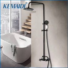 KEMAIDI Bathroom Black Shower Set Rainfall Shower Head 2 Handles Wall Mounted Heldhead Shower Faucet Set Bathtub Mixer Tap 2024 - buy cheap