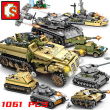Sembo blocks-vehículos militares de la Segunda Guerra Mundial, camiones, vehículos blindados, juegos de modelos, bloques de construcción, tanque tiger de Alemania 2024 - compra barato