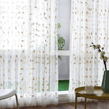 XTMYI Embroidered Leaves Tulle Curtain for Living Room Bedroom Modern Sheer Curtains Kitchen Blinds Treatments Drapes Screen 2024 - buy cheap