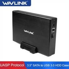 Алюминиевый корпус Wavlink для жесткого диска 3,5 дюйма, USB 3,0 к SATA HDD SSD чехол/коробка UASP протокол до 10 ТБ, внешний жесткий диск USB 3,0, чехол 2024 - купить недорого
