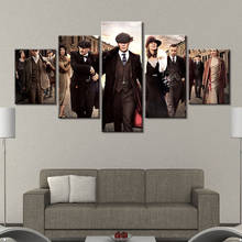 Arte da parede peaky blinders jogar tv pintura da lona 5 pçs impressão cartaz filme imagens para sala de estar quarto casa decoração da parede 2024 - compre barato