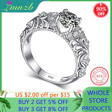 LMNZB Classical Baroque Style Pattern Ring Round 1 Carat Zirconia Diamond Tibetan Silver Wedding Band Jewelry For Woman R041 2024 - buy cheap