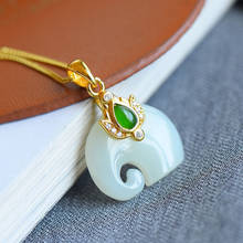 Colgante de elefante de Jade Natural Ruyi Hetian, regalo para mamás, collar de pareja, collar de plata de ley S925 2024 - compra barato