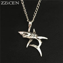 New Stylish Punk Sea Ocean Animal Jewelry Gift for Women Men Antique Jaws Big White Shark Pendant 60CM 24" Chain Necklace 2024 - buy cheap