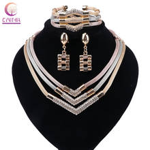 Conjunto de joyas de colores variados para mujer de Cintia, collar nupcial, pendientes, anillo para mujer, accesorios de boda dorados 2024 - compra barato