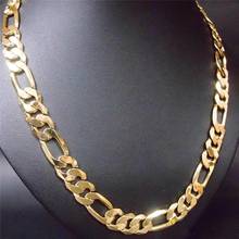 Pop Men's  Solid Yellow Gold Filled Necklace 10mm wide Chain 24" Figaro Chain 2024 - buy cheap
