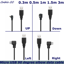 Вверх вниз влево вправо под углом 90 градусов USB Micro USB папа к USB папа кабель для передачи данных соединительный кабель 25 см 50 см для планшета 5 футов 2024 - купить недорого